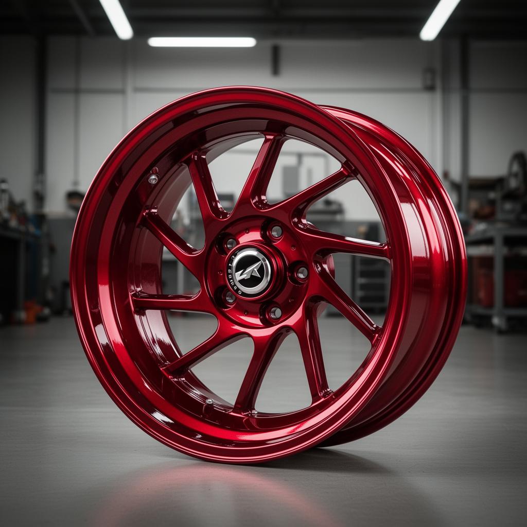 Roda de moto com pintura eletrostática vermelho